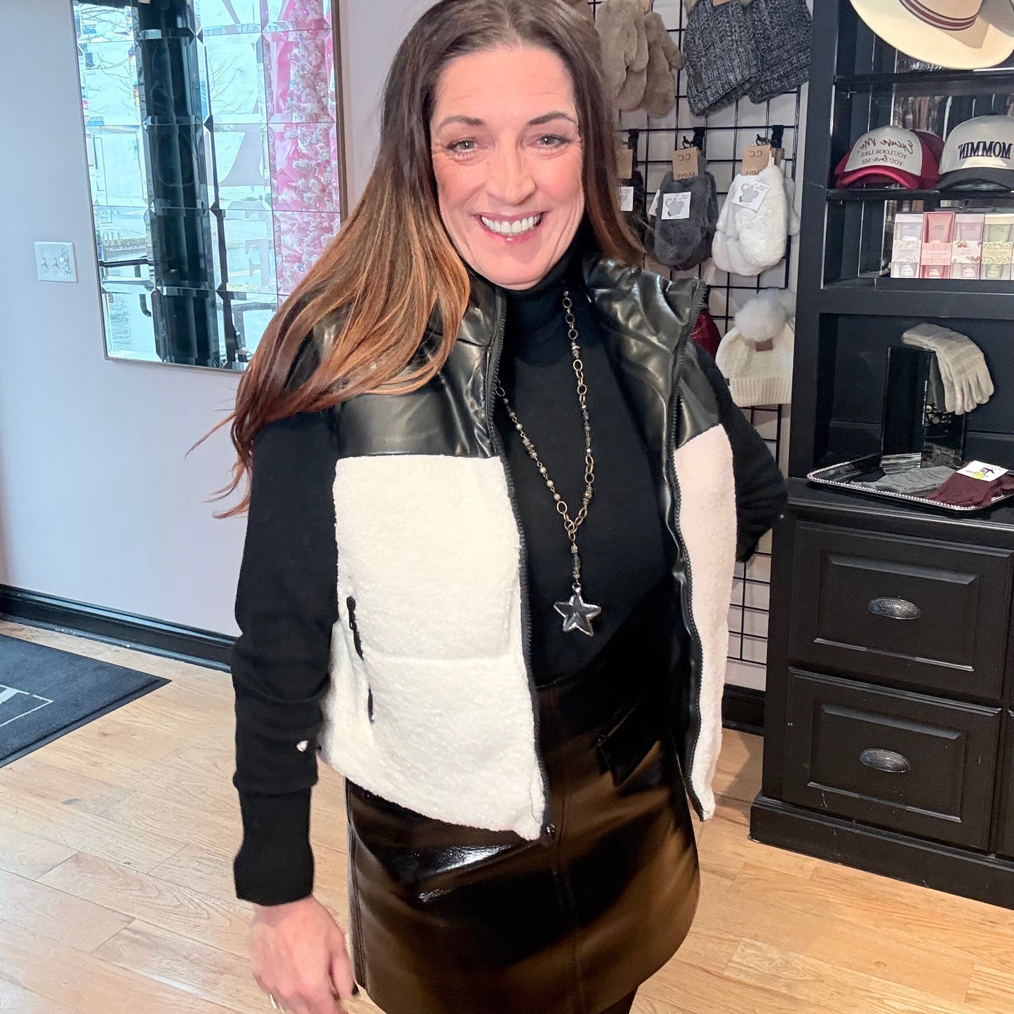 Wintertime Crush Reversible Leather Sherpa Vest