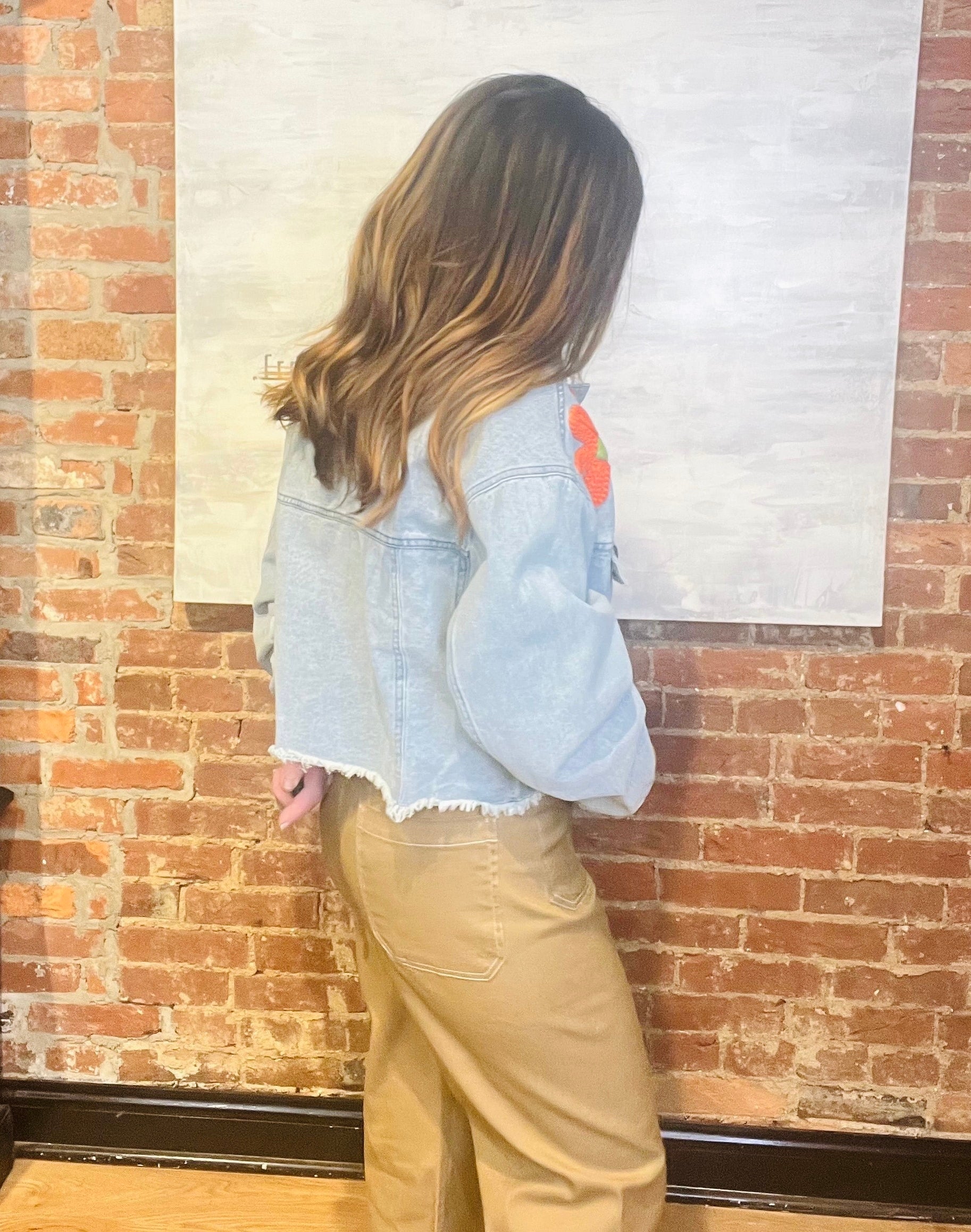 Flower Embroidered Denim Jacket