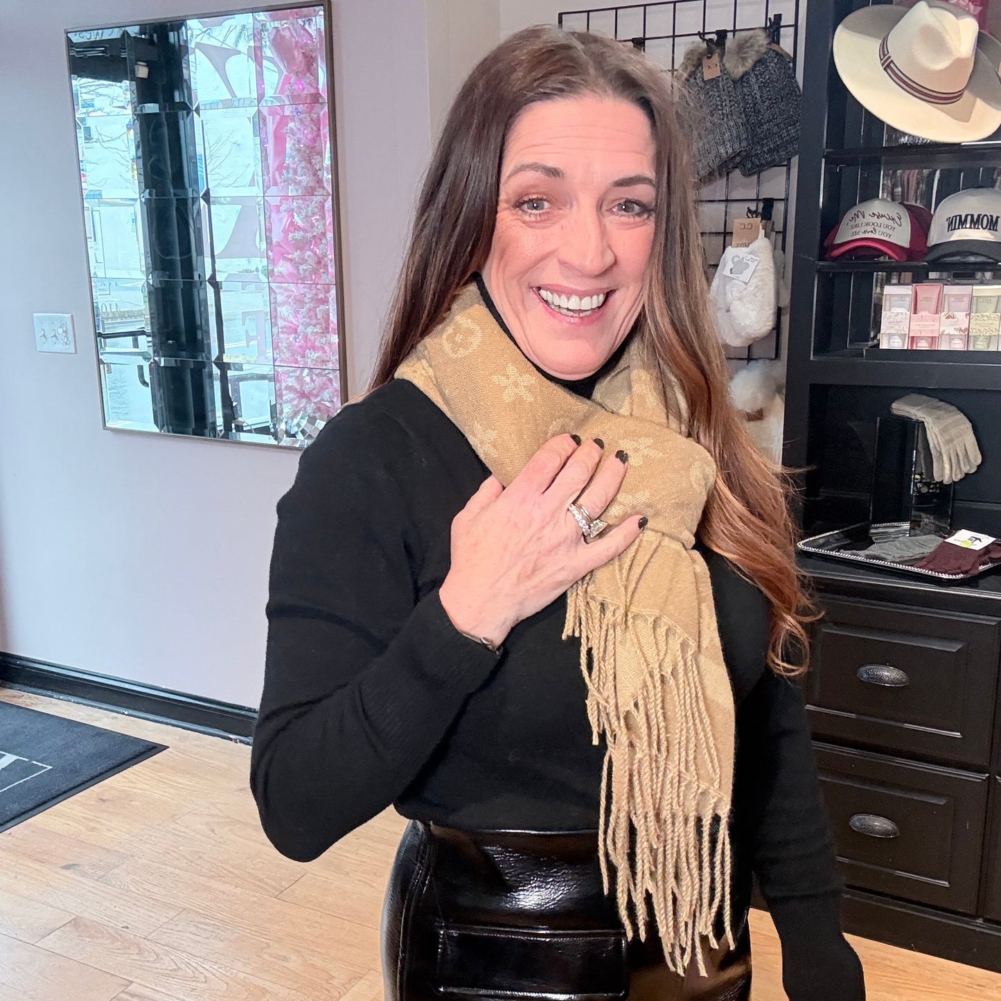 Designer Inspired Monogram Pattern Scarf