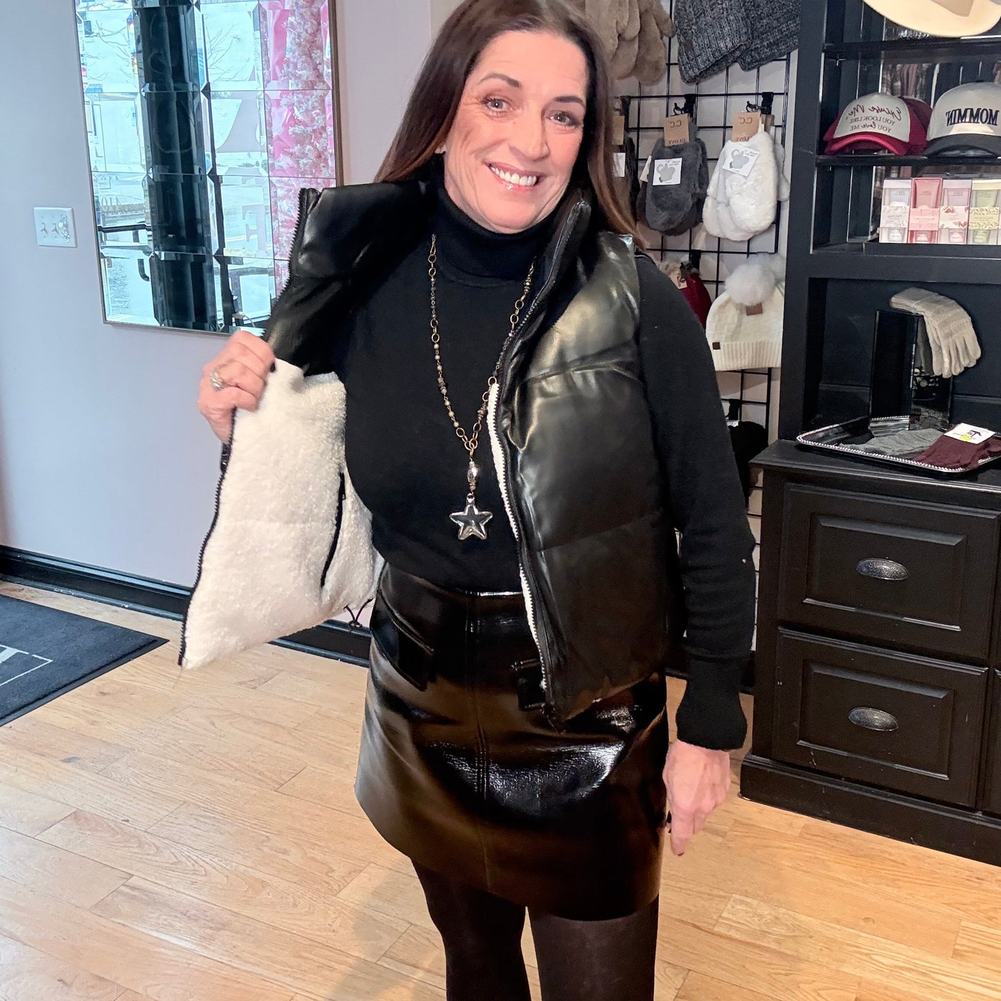 Wintertime Crush Reversible Leather Sherpa Vest