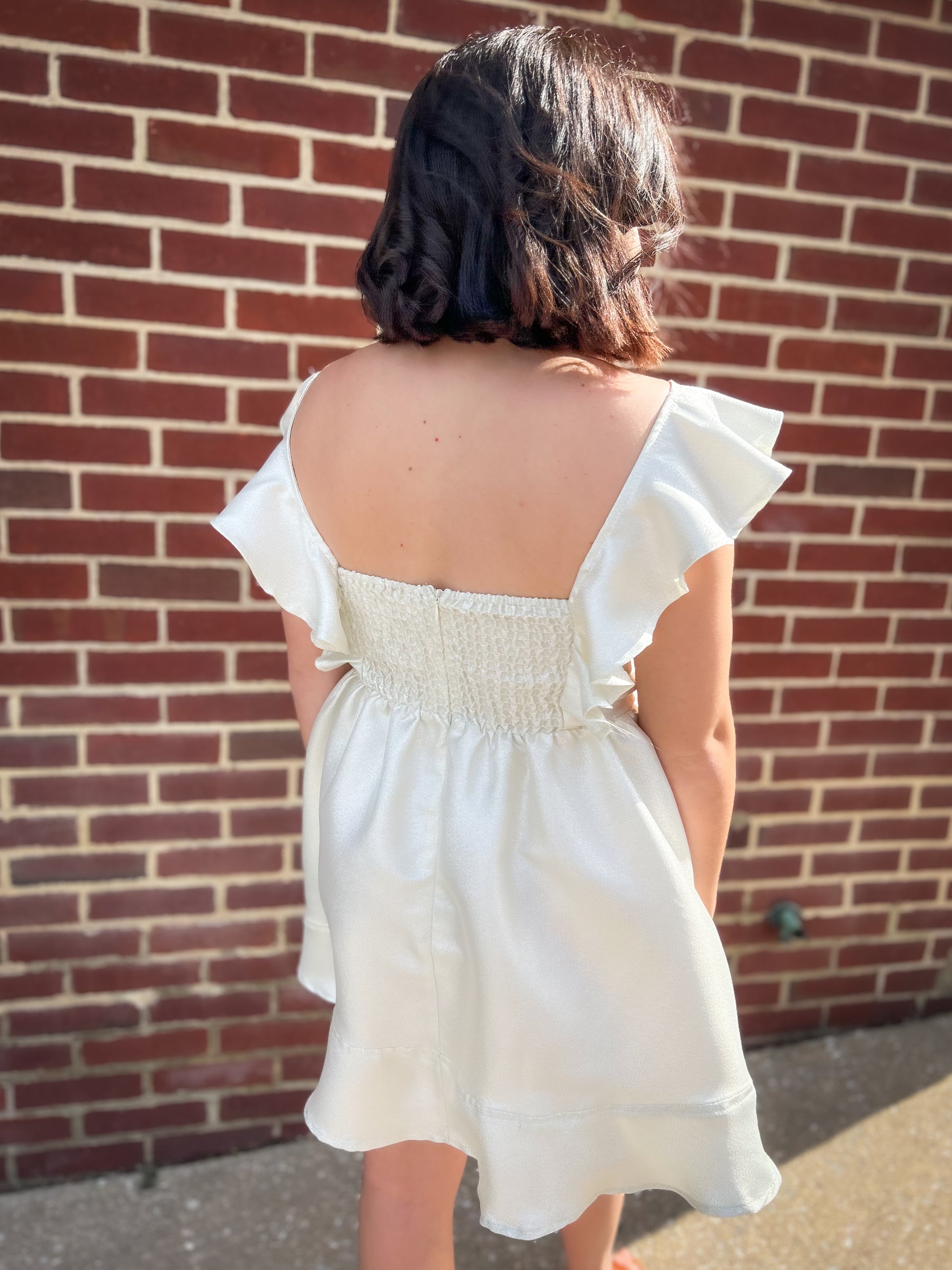 Cream Babydoll Dress with Ruffle Straps