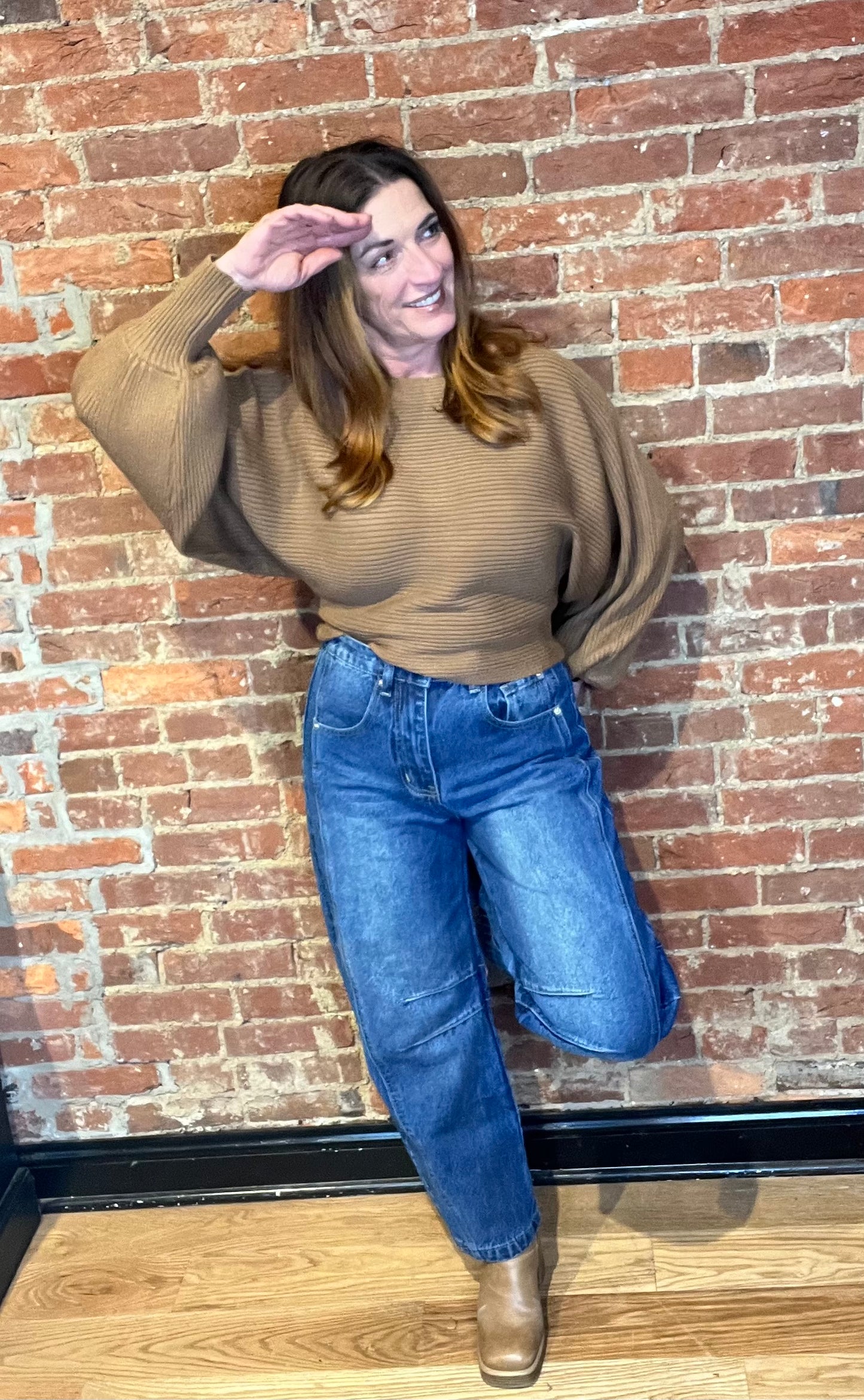 Dark Wash Francine Mid Rise Barrel Jeans