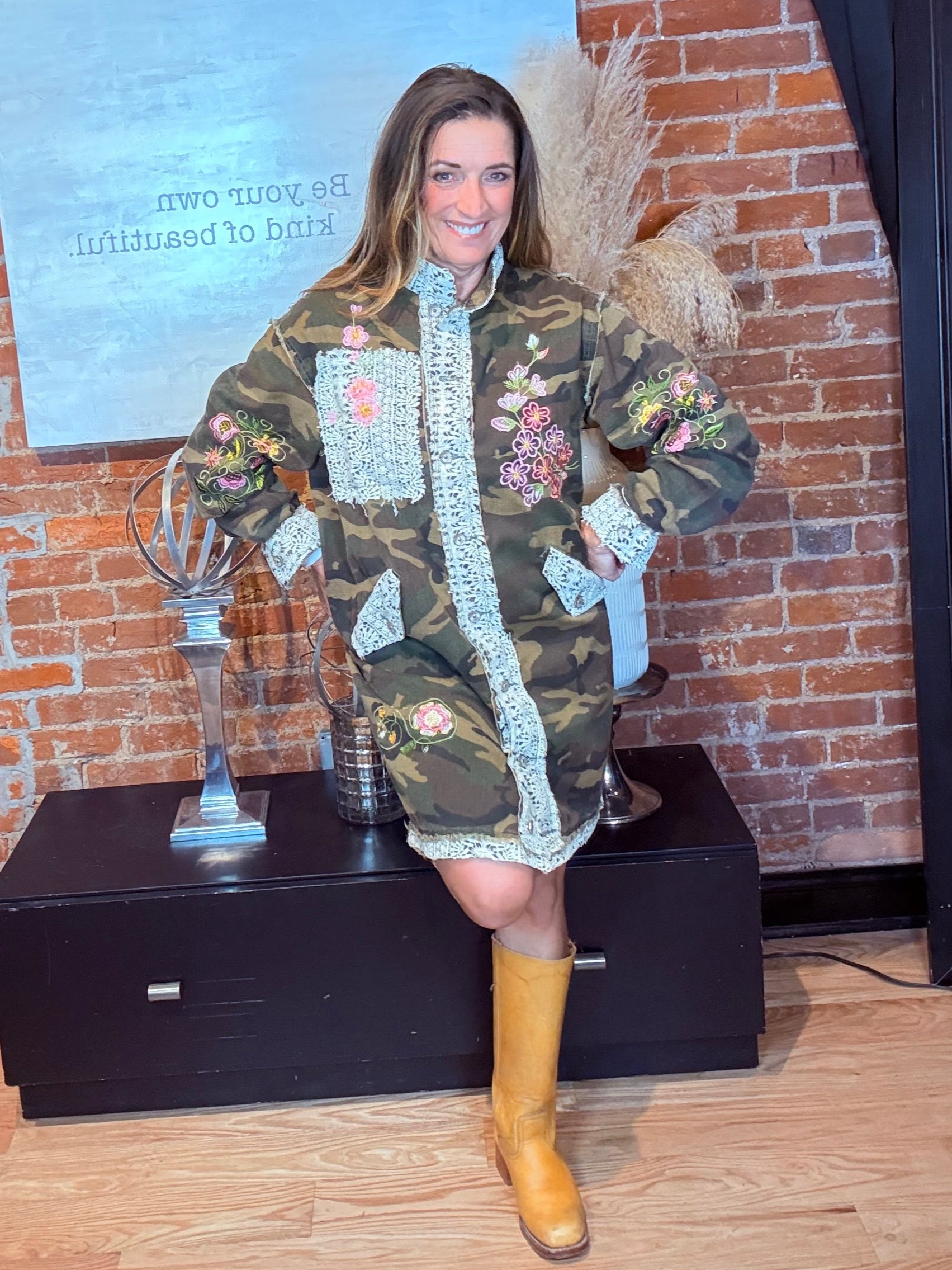 Camo Embroidered Long Jacket by POL