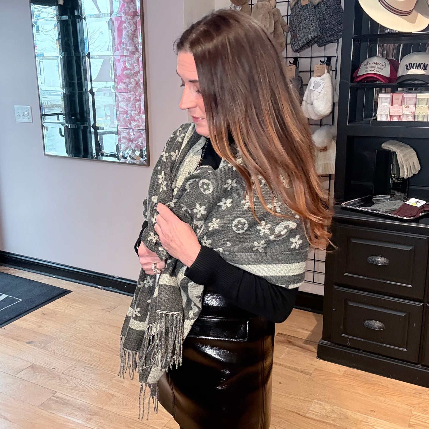 Designer Inspired Monogram Pattern Scarf