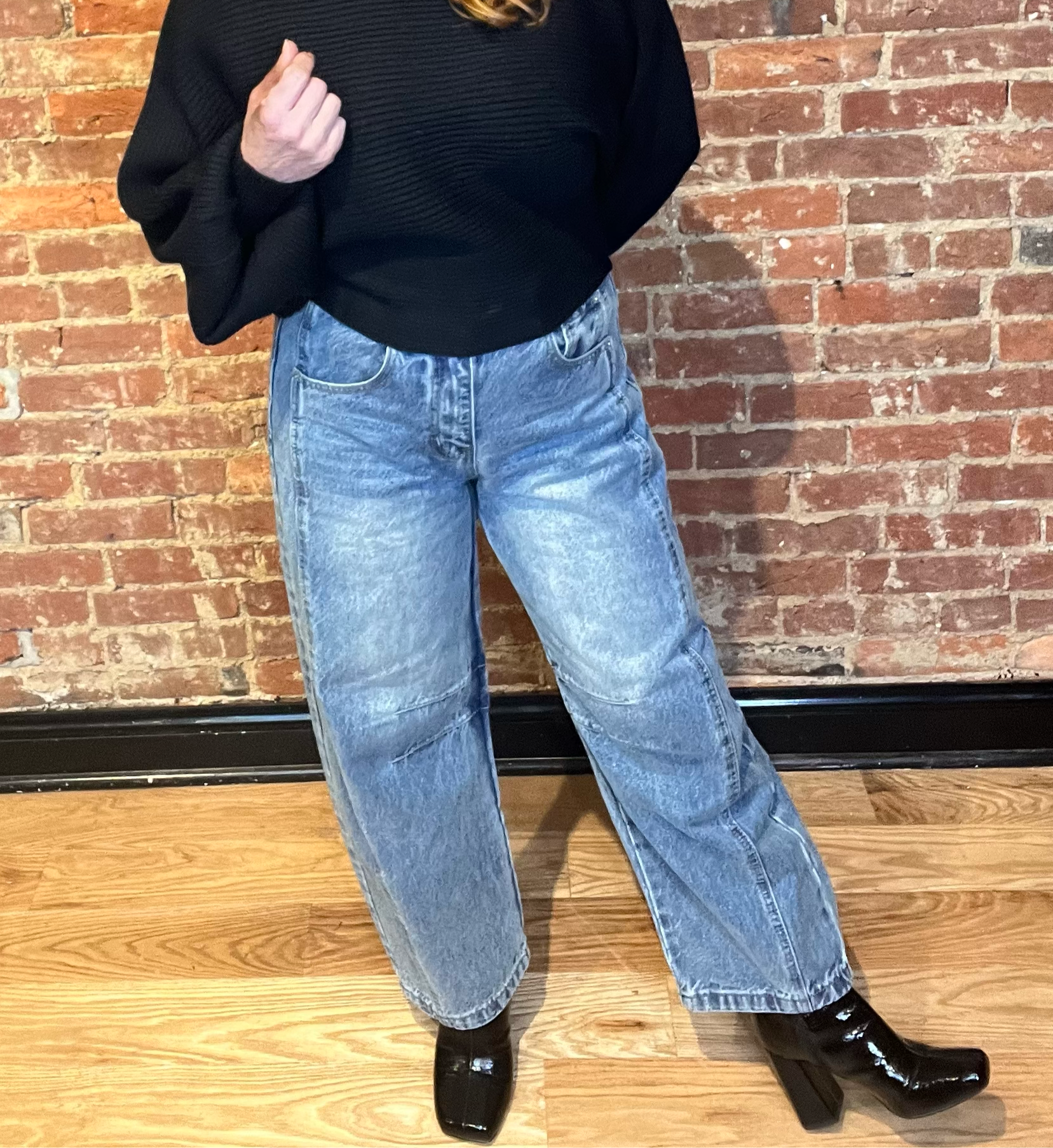 Medium Wash Francine Mid Rise Barrel Jeans