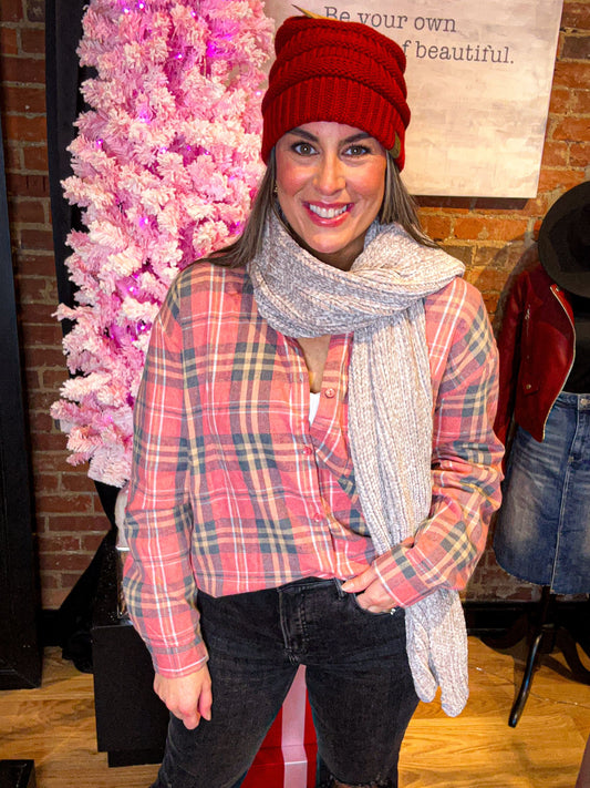 Grey C.C Chenille Scarf