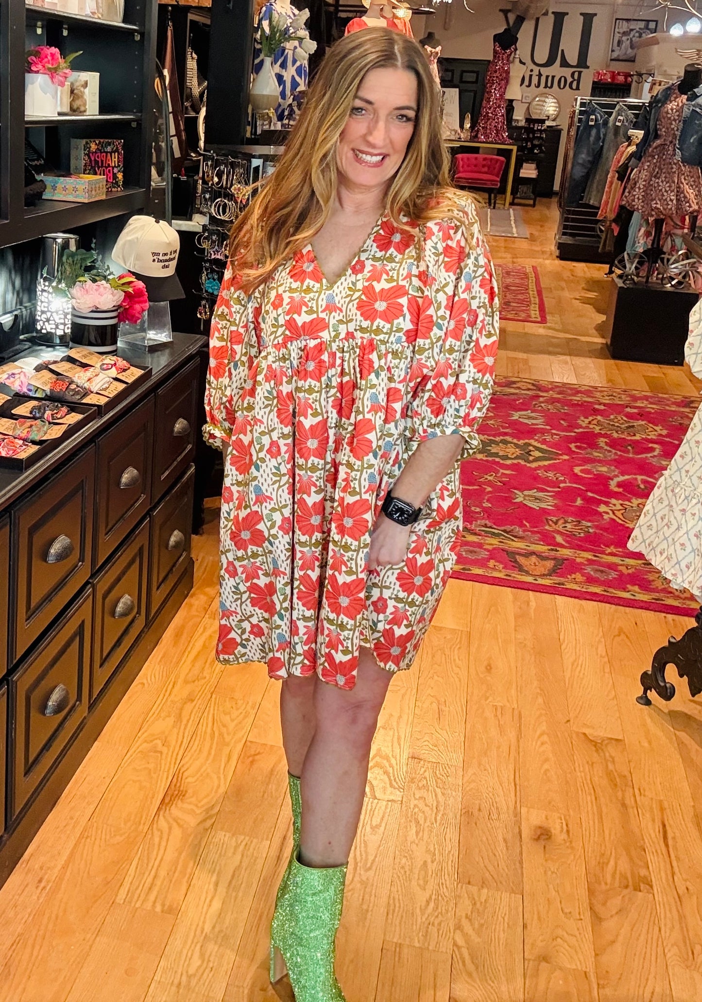 Express Yourself Floral Print Babydoll Dress