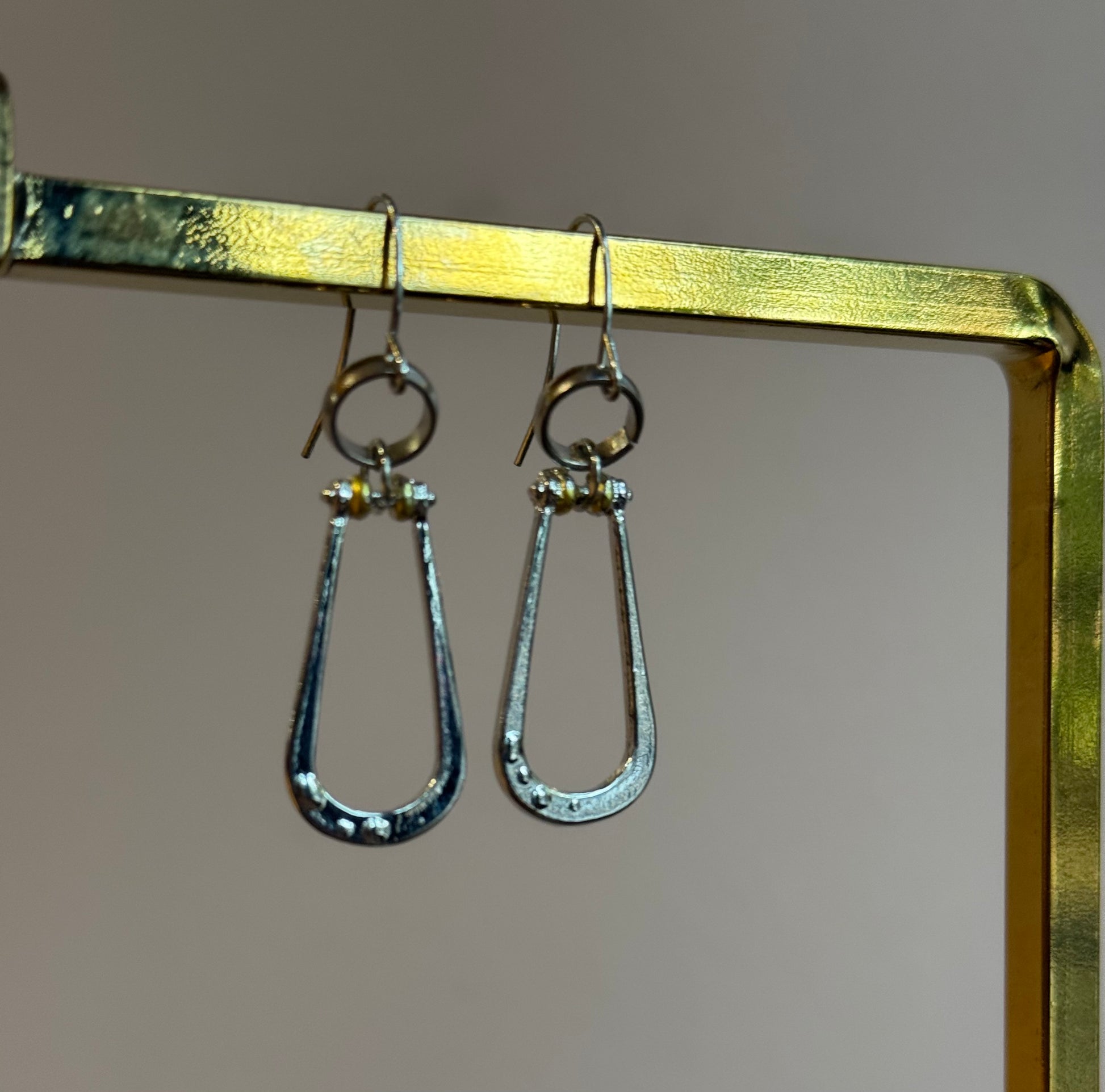 Gold and Silver Rustic Dangle Earrings