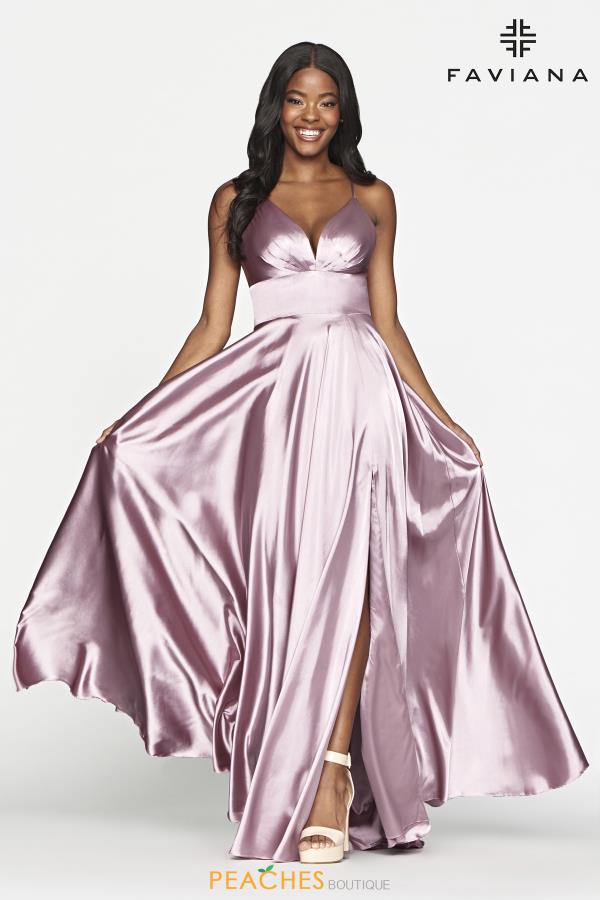 Deep Mauve Long Matte Satin V-Neck Lace-Up Gown