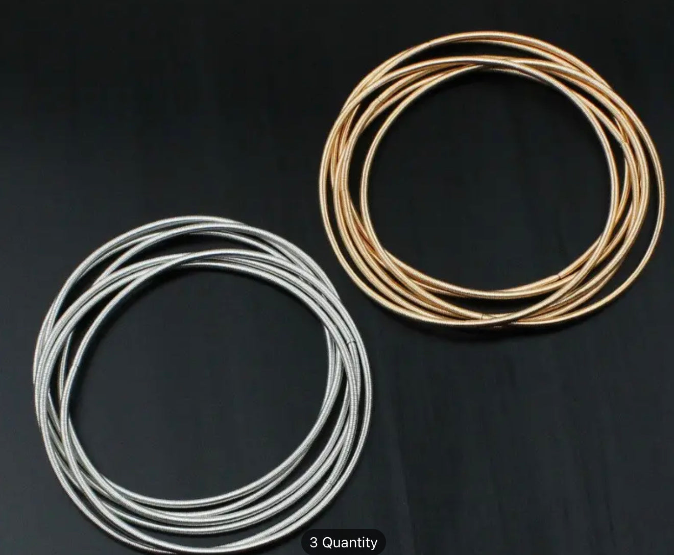 Silver and Gold Memory Spring Wire Bracelets 19MM in Length Steel Wrap Bangle