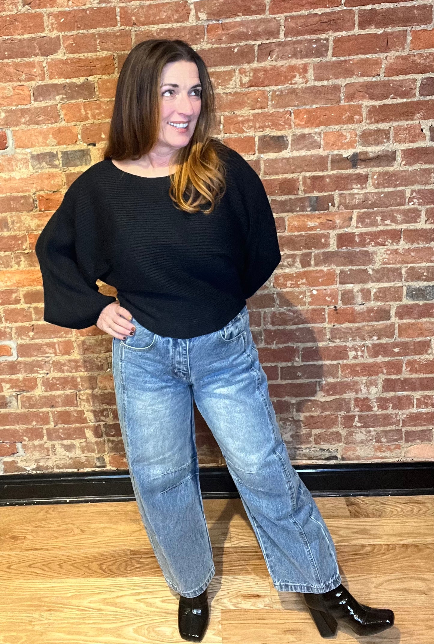 Medium Wash Francine Mid Rise Barrel Jeans