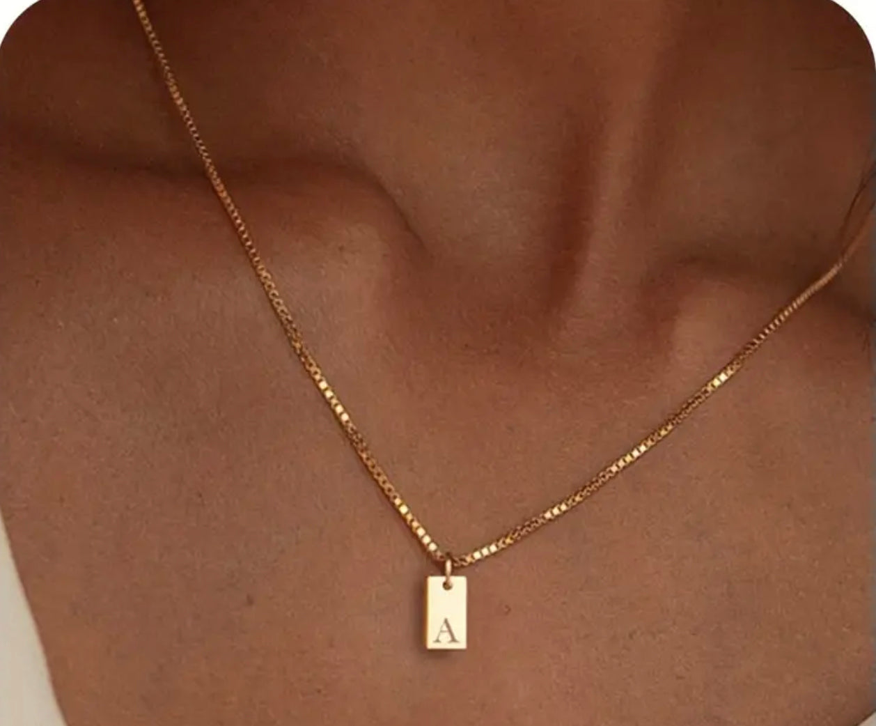 Letter A 14K Gold Plated Initial Necklace