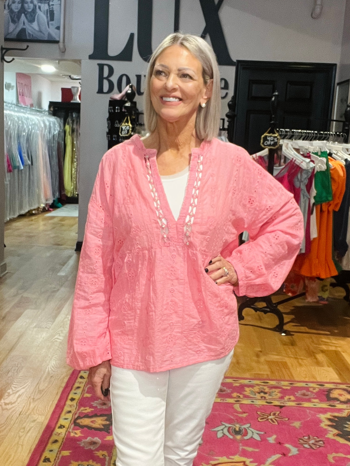 Pleasant Personality Eyelet Top By POL