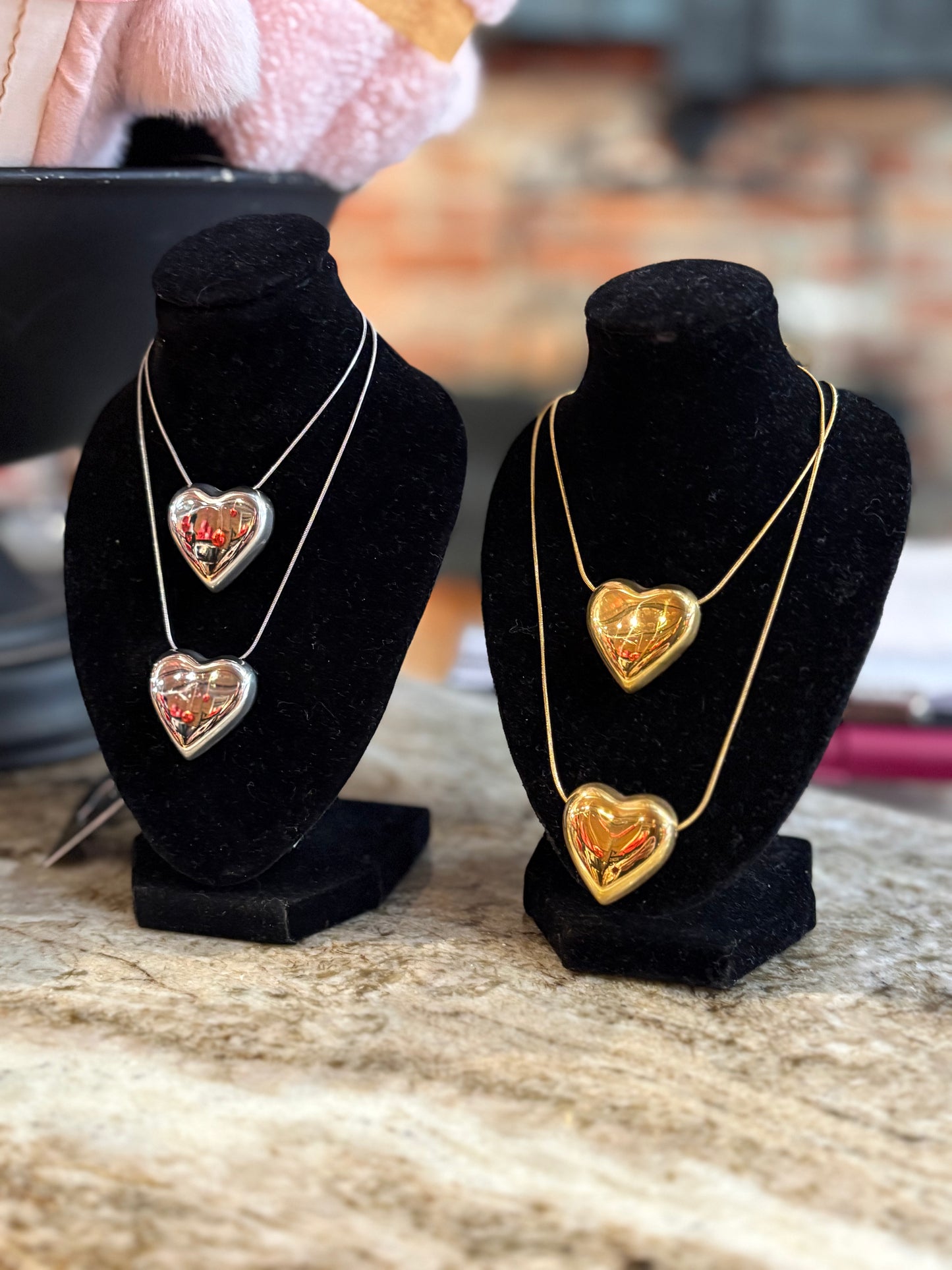 Puffy Heart Pendant Necklace