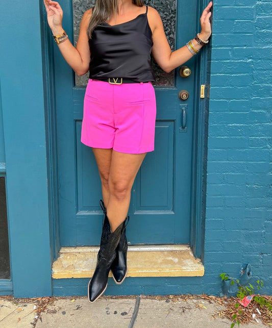 Candy Pink High Waist Tailored Shorts
