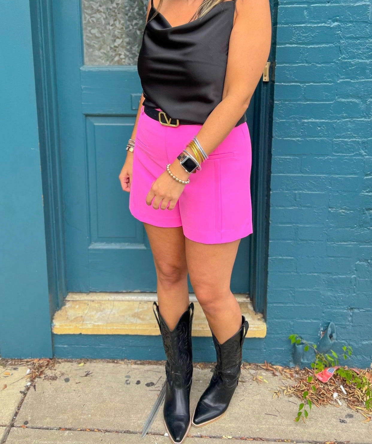 Candy Pink High Waist Tailored Shorts