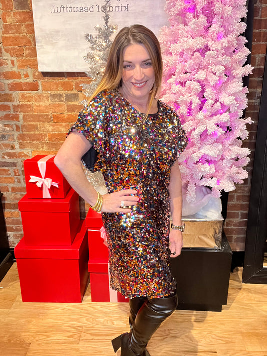 Mini abito con paillettes per le vacanze