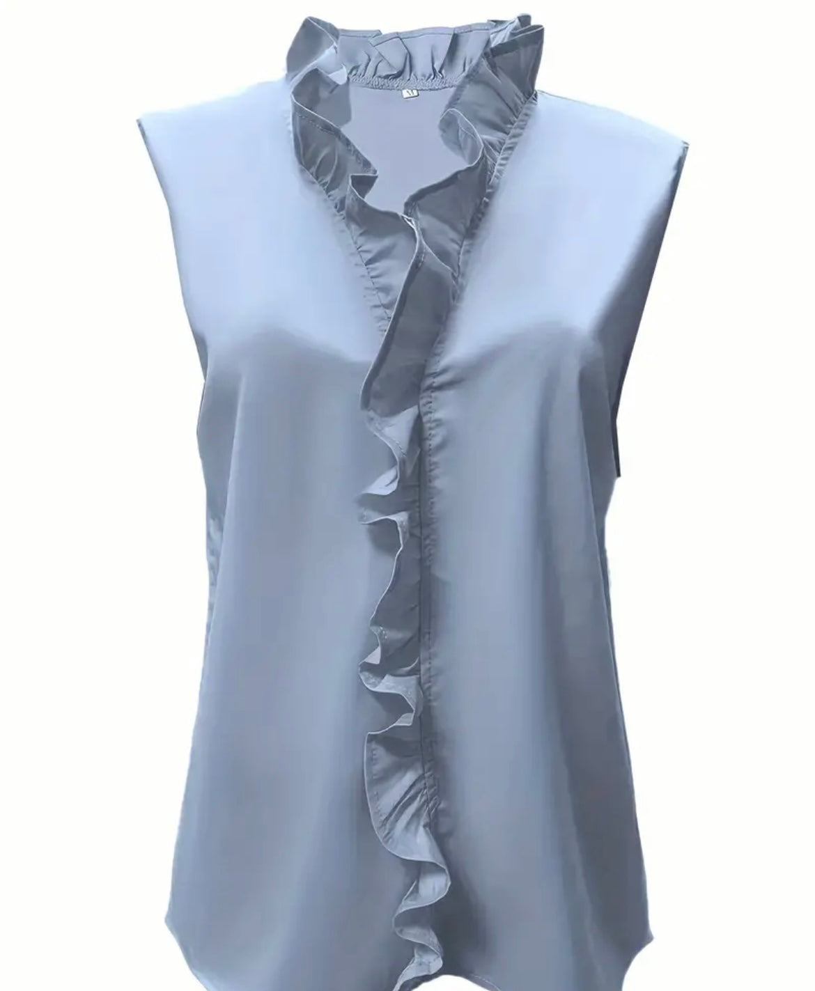 Light Blue Sleeveless Top with Ruffle Detail