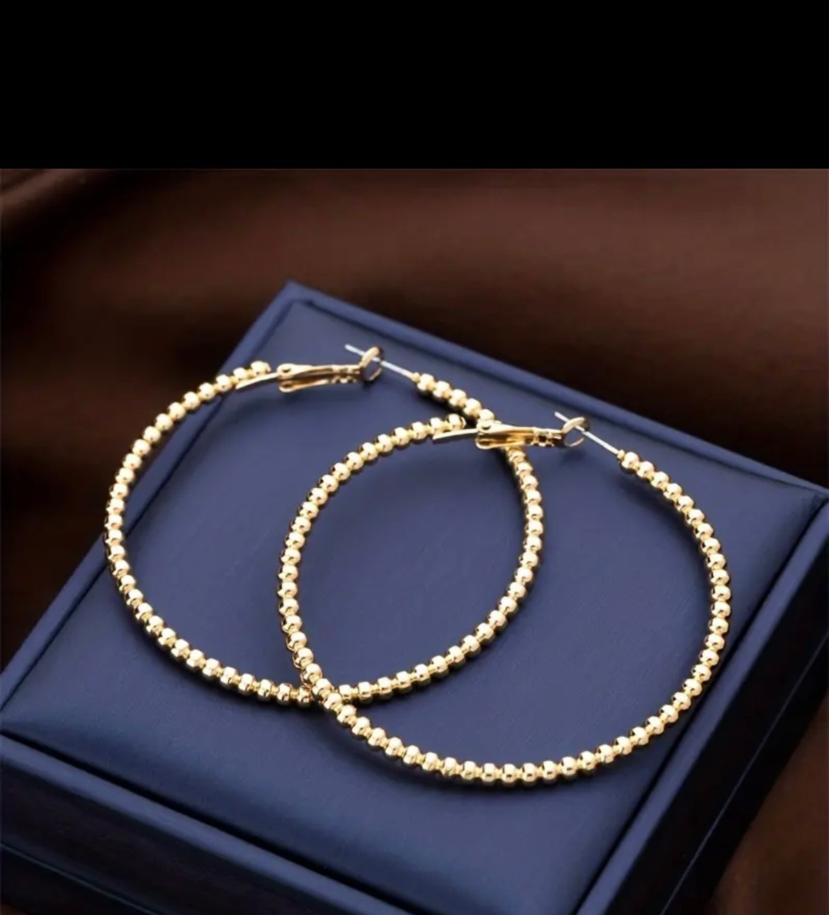 Gold Hoop Textured Earrings 