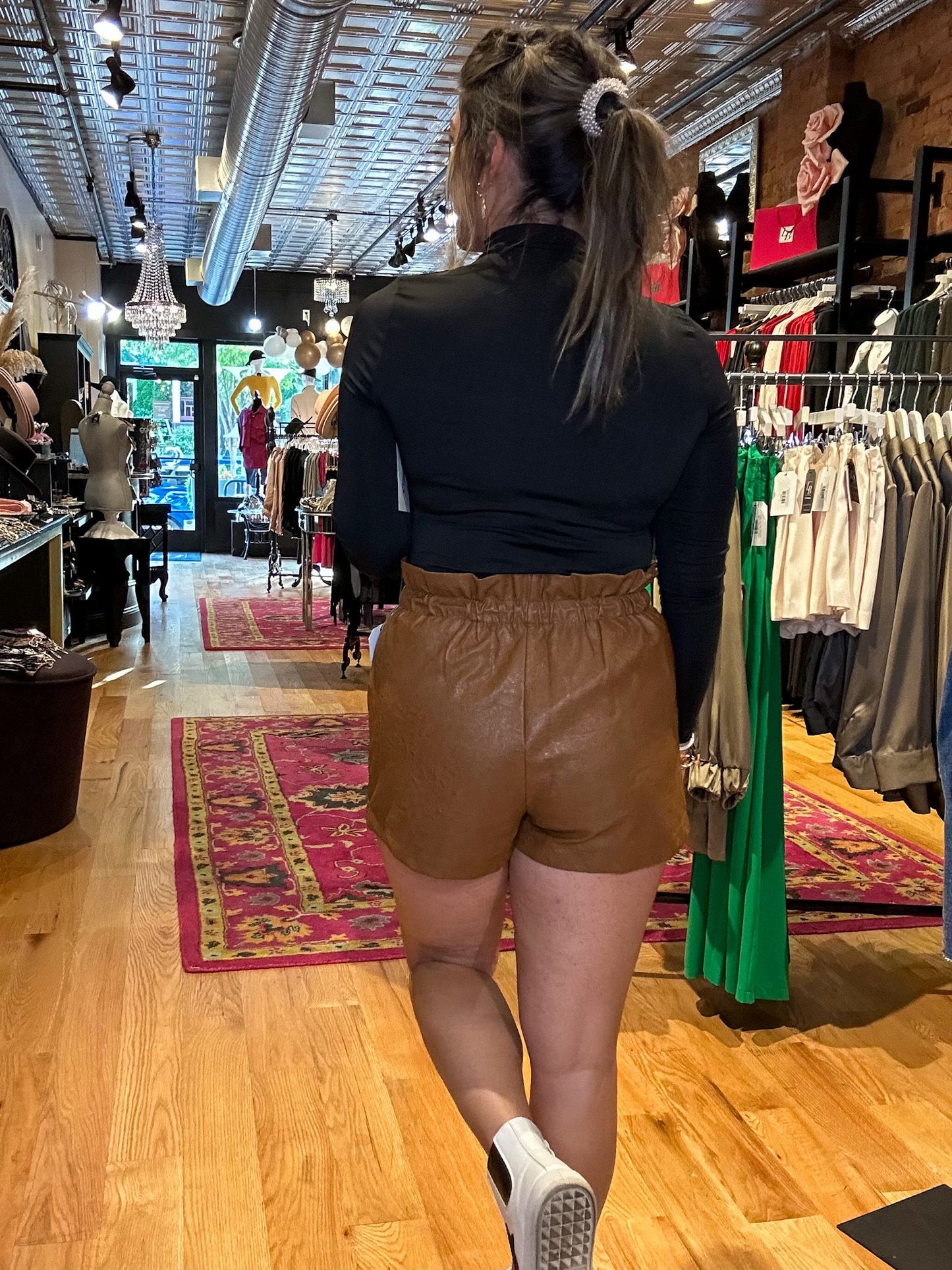 Edgy Approach Vegan Leather High-Waisted Shorts