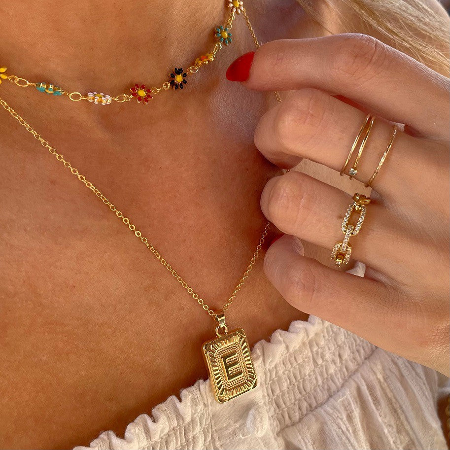 LUX Boutique Lovely Words Gold Initial Necklace Letter E