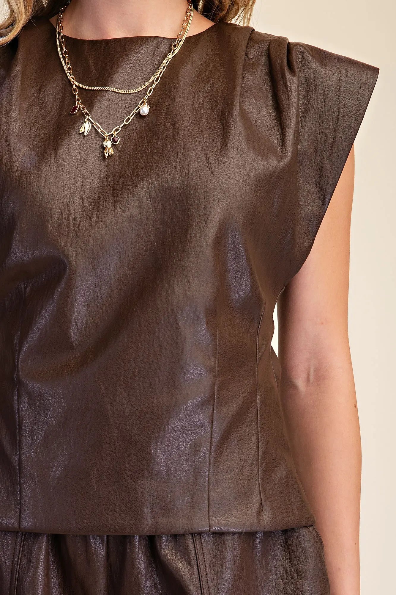 LUX Boutique Midnight Muse Vegan Leather Top