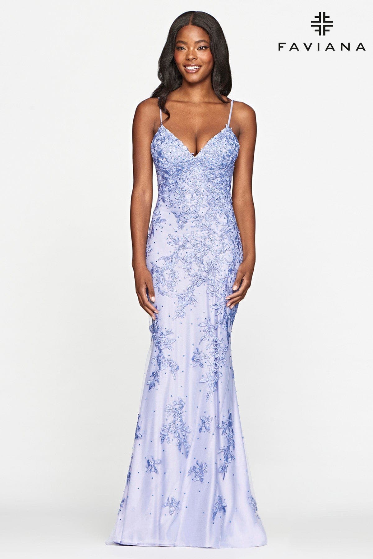 Peri Lace Long Dress With V Neck And Lace Up Open Back