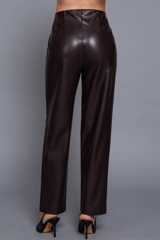 Brown leather pants on a gray background