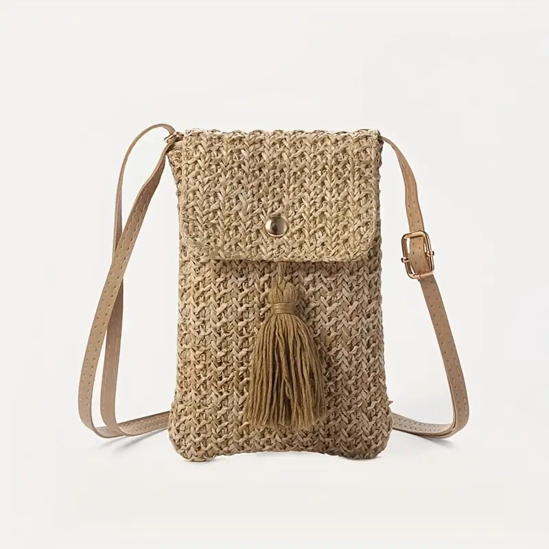 Camel Mini Shoulder Bag made from Braided Polyester
