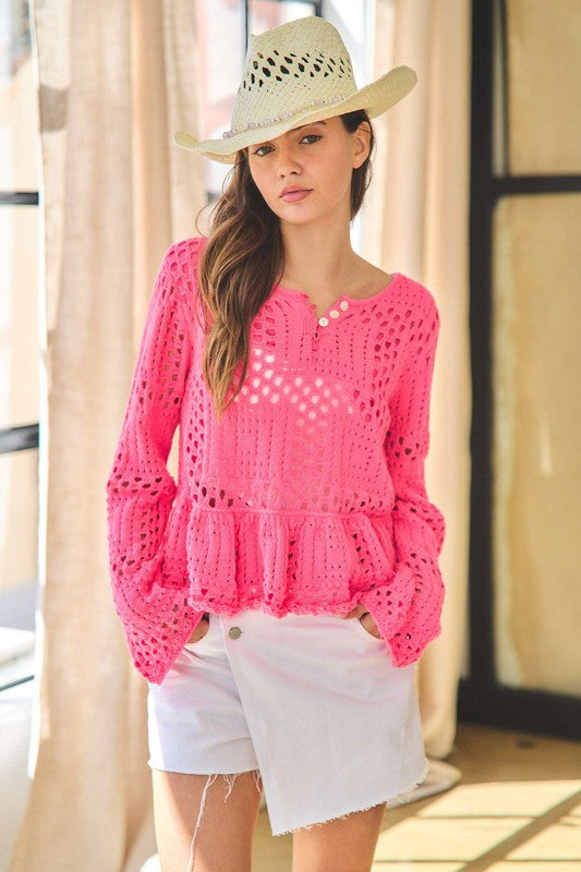 Pink Peplum Sweater Top