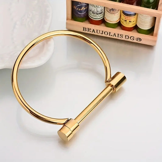New Moon Gold Bar Bangle Bracelet