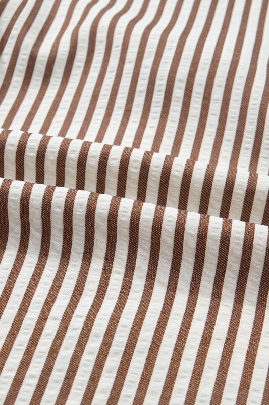 Close-up of brown and white striped fabric