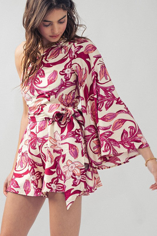one shoulder romper dress Brooke One Shoulder Romper in Navy