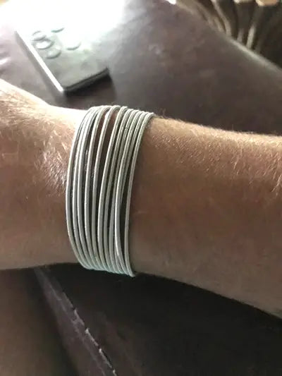 Silver Memory Spring Wire Bracelets 19MM in Length Steel Wrap Bangle