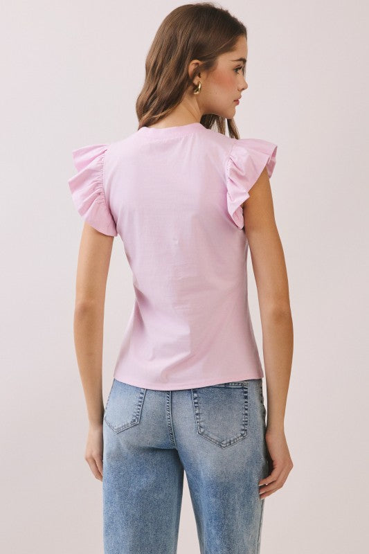 Maglia nera con maniche a balze Perfect Possibility