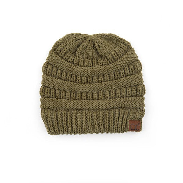 Olive CC Brand Woven Knit Beanie Hat