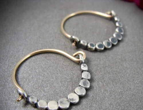 Little Details Gold and Brushed Silver Mini Hoop Earrings