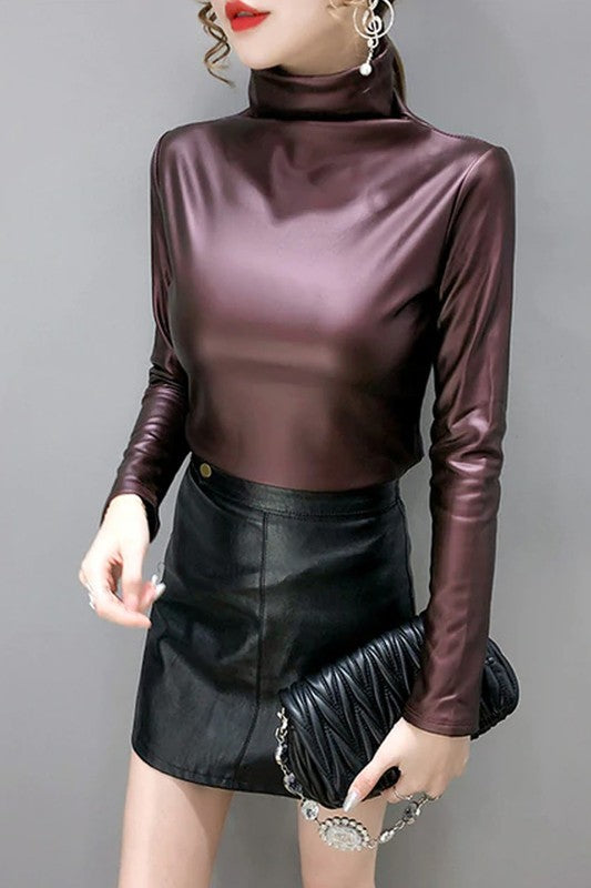 Bring The Vibes Vegan Leather Turtleneck