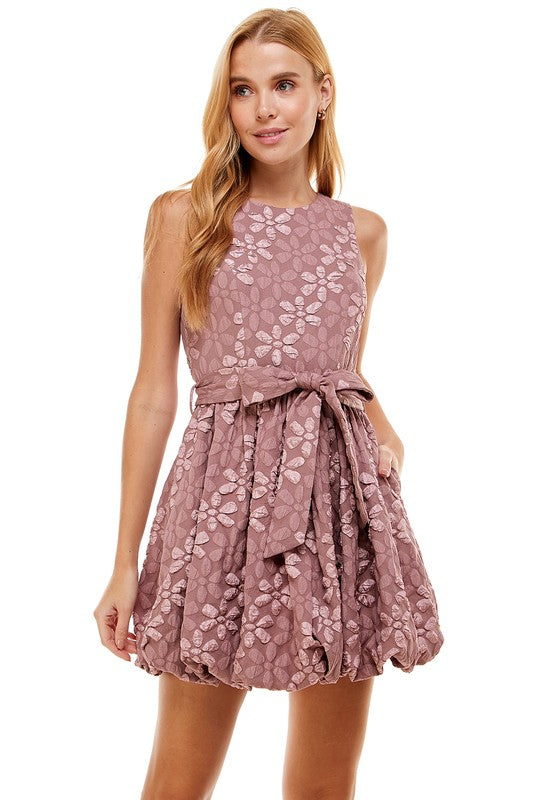 Poppin' The Bubbly Jacquard Bubble Hem Mini Dress