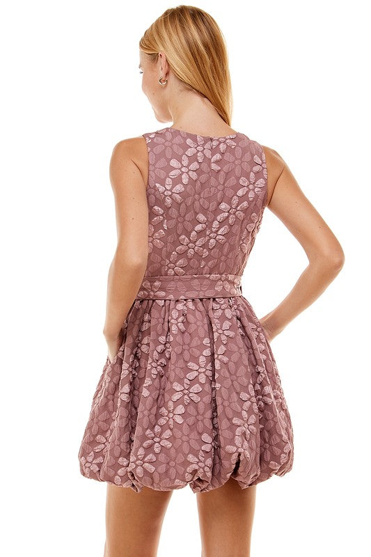 Poppin' The Bubbly Jacquard Bubble Hem Mini Dress
