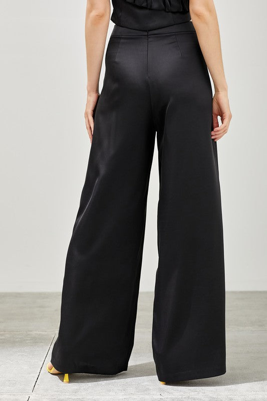 Hit The Jackpot Silky Black Woven Trousers