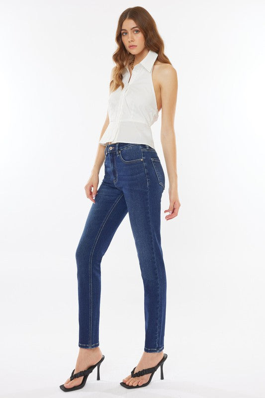 Kancan High Rise Dark Wash Cigarette Fit Jeans