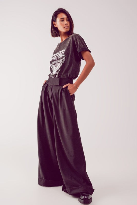 The Finer Things Cuffed Wide Leg Trousers