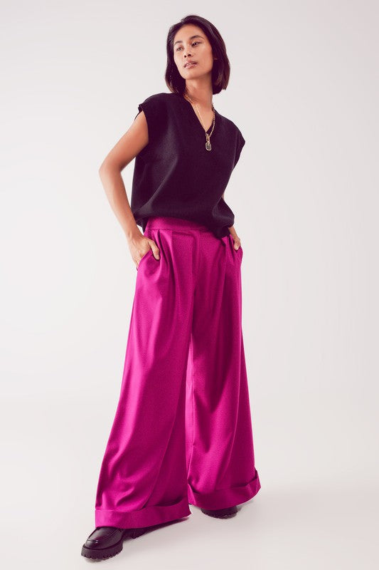 The Finer Things Cuffed Wide Leg Trousers