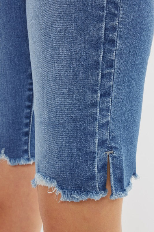 Kancan High Rise Medium Wash Bermuda Shorts