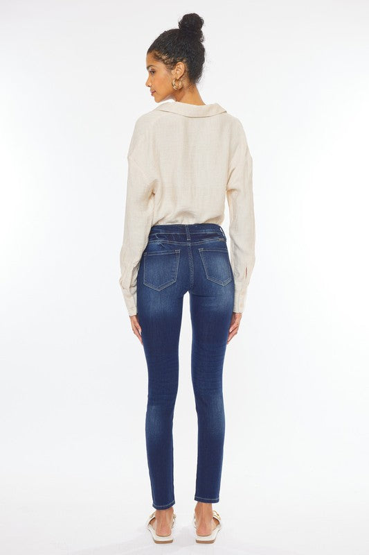 Jeans super skinny lavaggio a vita media Kancan