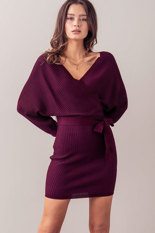 LUX Front and Center Wrap Sweater Dress