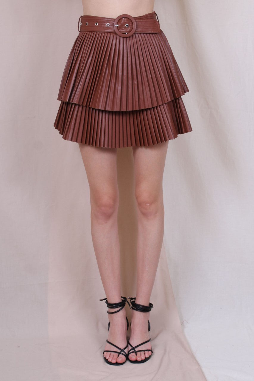 Flirting With You Belted Pleated Skirt